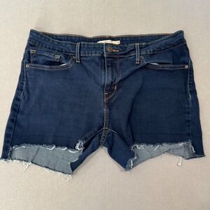 Levi's Denim Shorts Womens 33 Dark Blue 712 Slim Raw Hem Cutoff Mid Rise
